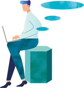 ノートパソコンで作業する人物のイラスト